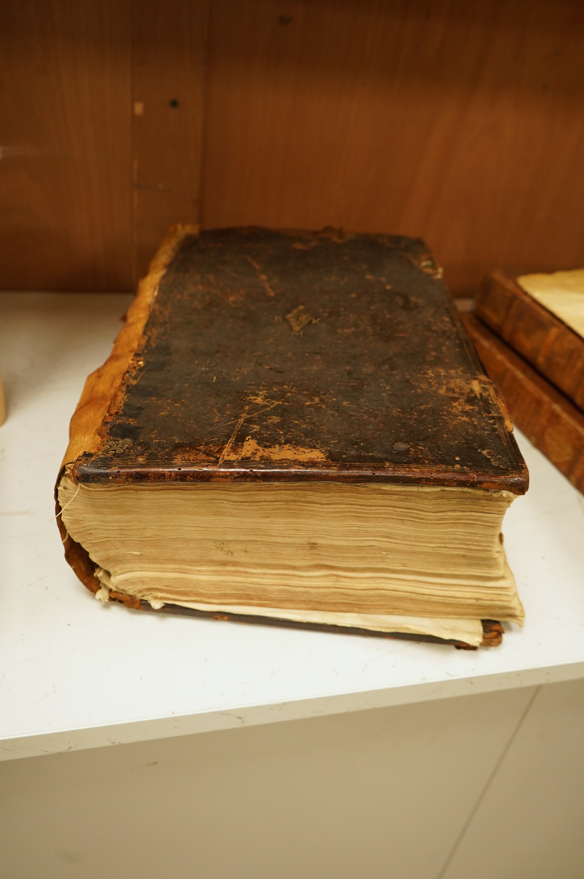 Bible - A Sixteenth Century Elizabethan Geneva version, printed in black letter. [The Bible. Translated according to the Ebrew and Greeke ...With most profitable Annotations ...] i.e. lacks general title, otherwise compl